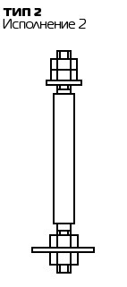 Болт фундаментный с анкерной плитой тип 2, исполнение 2